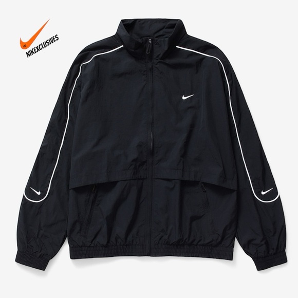 Nike Sportwear Solo Swoosh Woven Track Windbreaker Jacket FB8622-010 - Picture 1 of 16